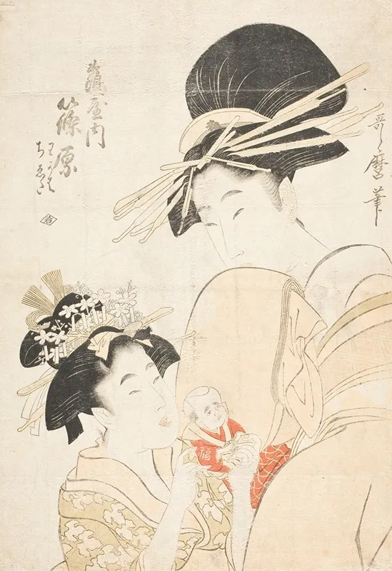 Shinohara Of The Tsuruya Kamuro Wakaba And Chieda