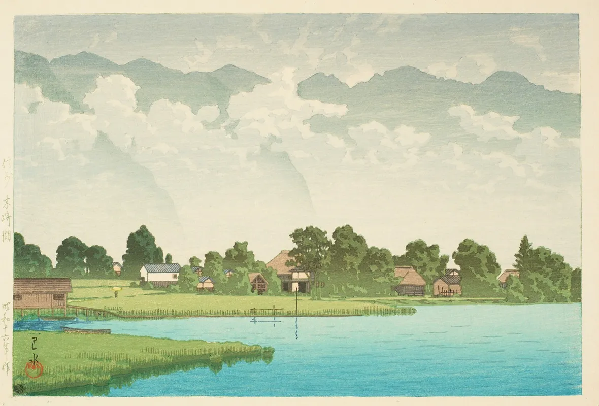 Shinshu Kizakiko Kizaki Lake In Shinshu Wall Art by Kawase Hasui - High-Resolution Digital Print