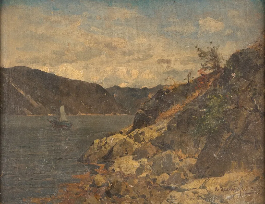 Ship In Rocky Fjord