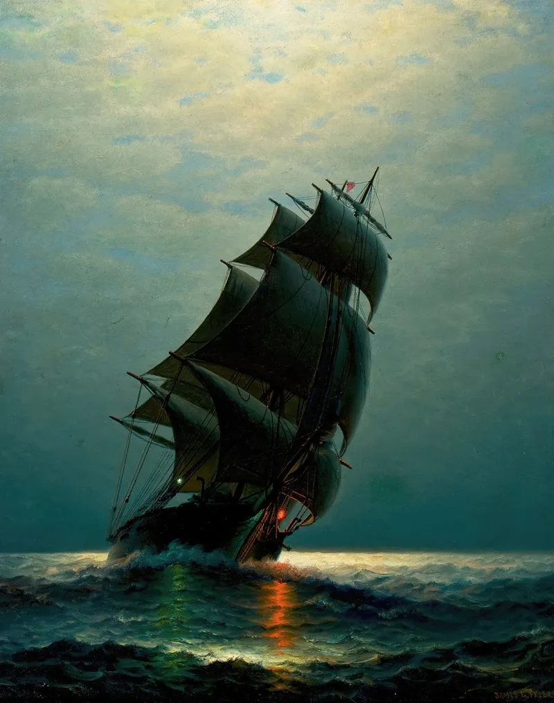 Ship In The Night Wall Art by James Gale Tyler - High-Resolution Digital Print