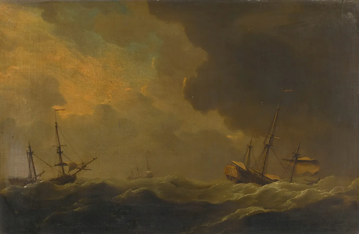 Shipping In A Storm Wall Art by Charles Brooking - High-Resolution Digital Print