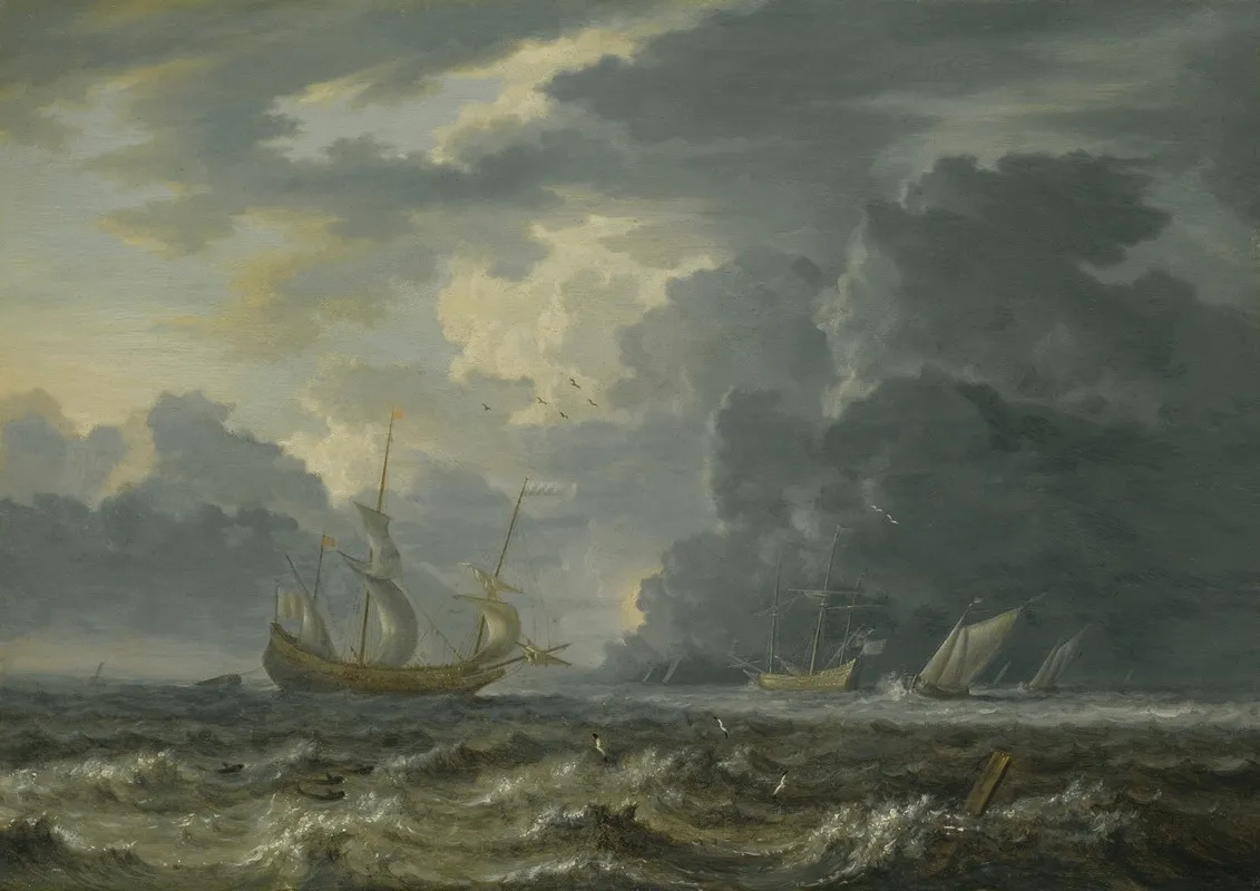 Shipping In Choppy Seas Wall Art by Jan Peeters the elder - High-Resolution Digital Print