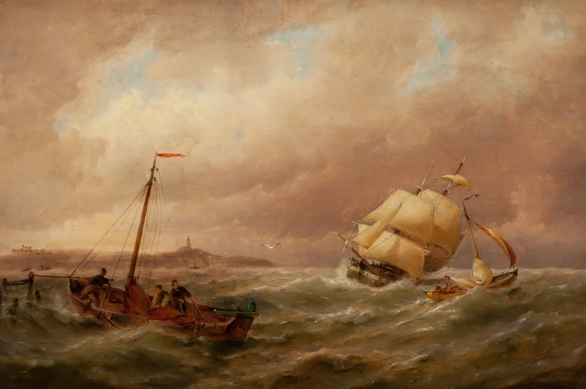 Shipping In The Harbor Wall Art by Pieter Cornelis Dommersen - High-Resolution Digital Print