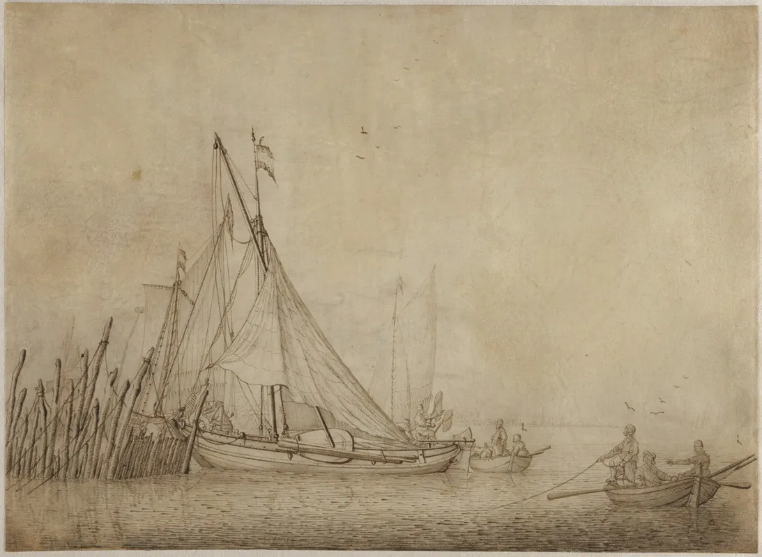 Ships At A Quai With A City In The Background Wall Art by Hendrick Jacobsz. Dubbels - High-Resolution Digital Print