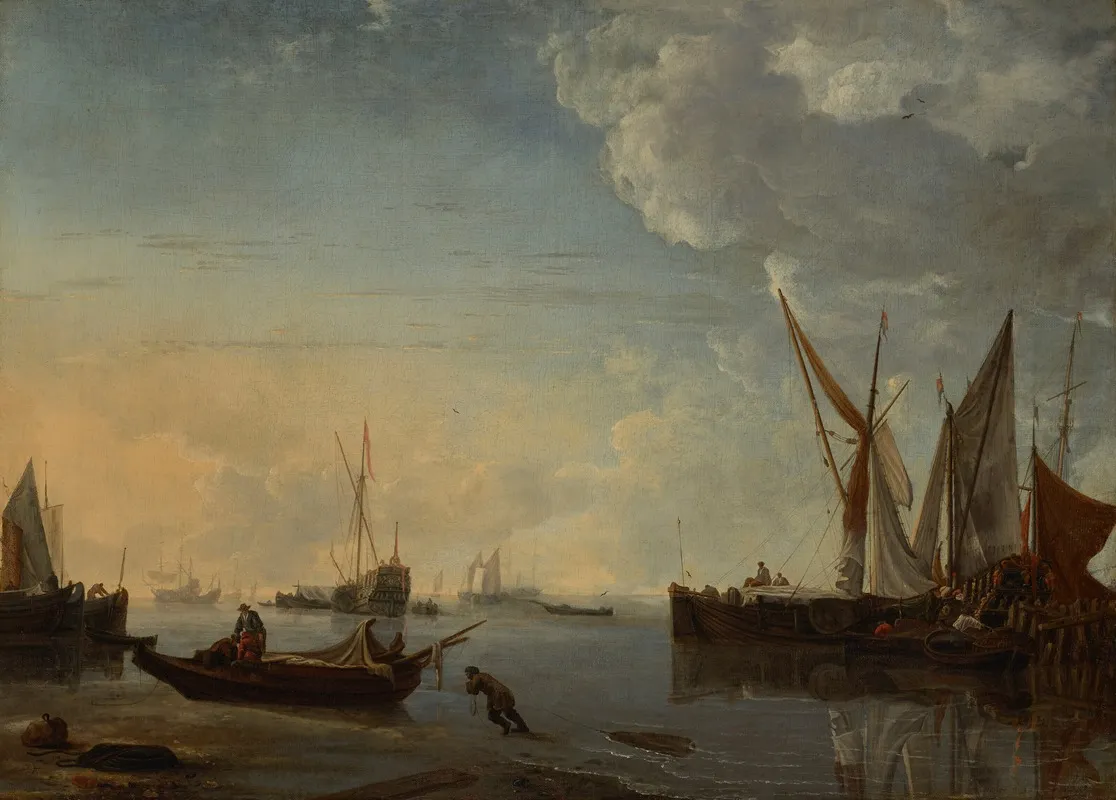 Ships In A Calm At Sunset Wall Art by Hendrick Jacobsz. Dubbels - High-Resolution Digital Print