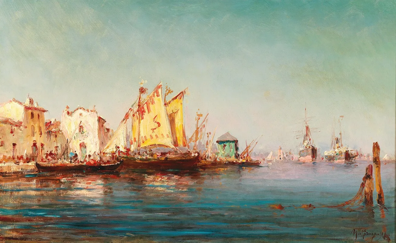 Ships In The Harbour Wall Art by Charles Malfroy - High-Resolution Digital Print