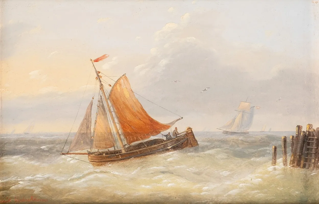 Ships On Moving Sea Wall Art by Charles Louis Verboeckhoven - High-Resolution Digital Print
