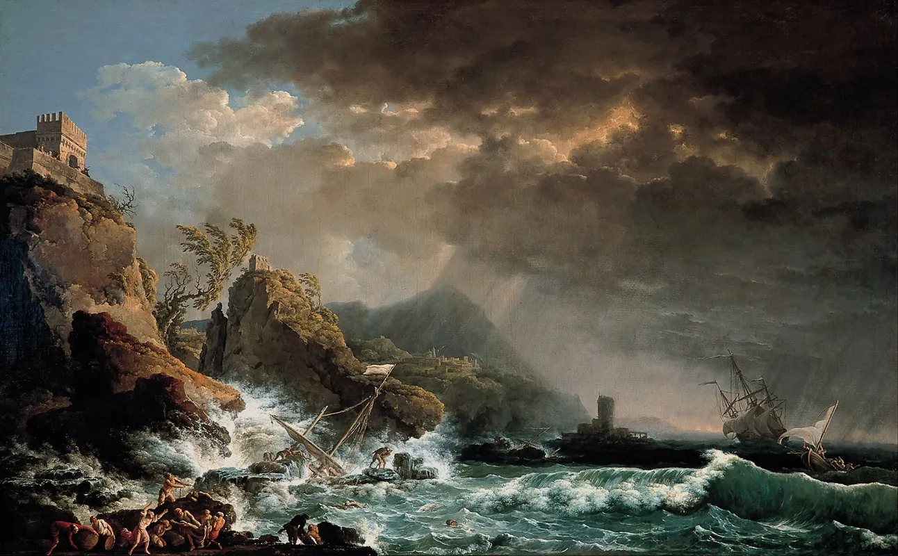 Shipwreck In A Rocky Inlet Wall Art by Carlo Bonavia - High-Resolution Digital Print
