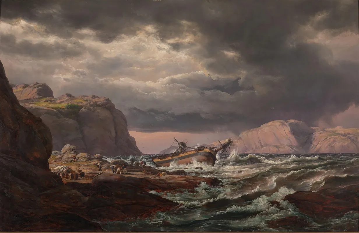 Shipwreck On The Coast Of Norway Wall Art by Johan Christian Dahl - High-Resolution Digital Print