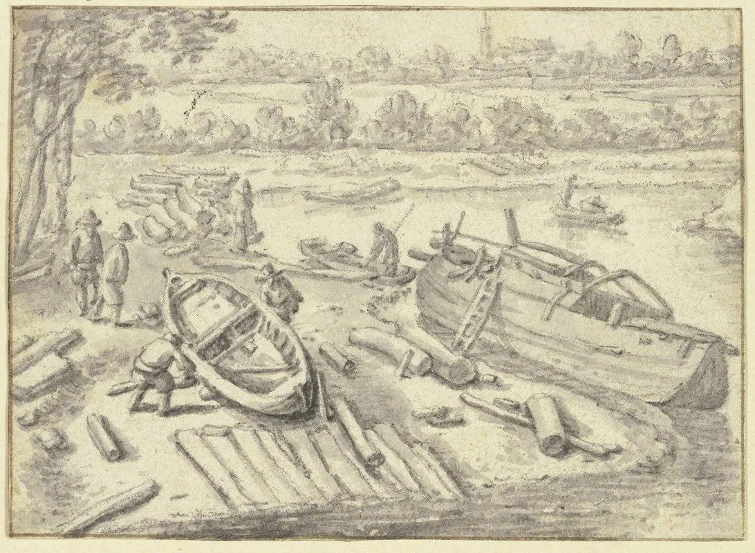 Shipyard 4 Wall Art by Herman Saftleven III - High-Resolution Digital Print