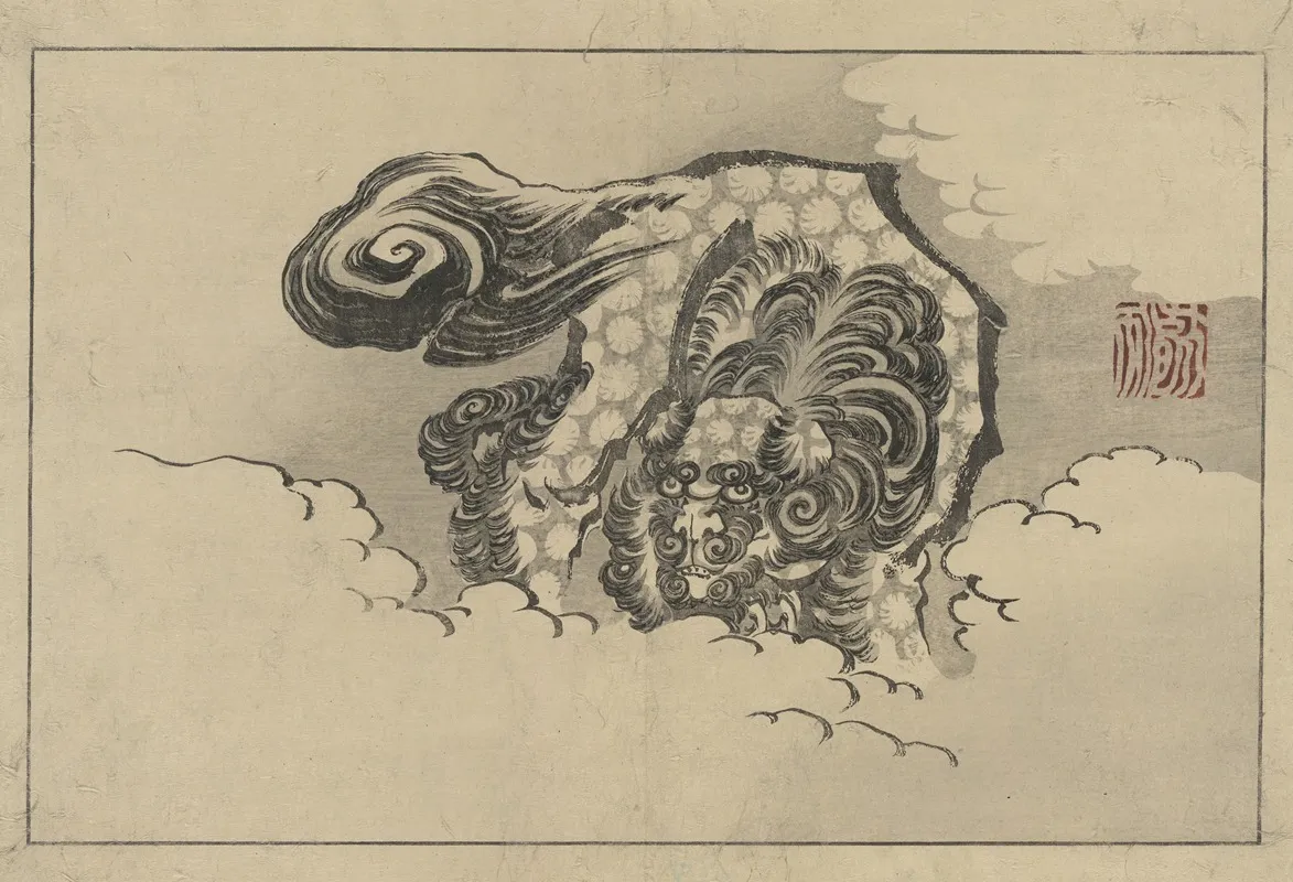 Shishi Zu Wall Art by Katsushika Hokusai - High-Resolution Digital Print