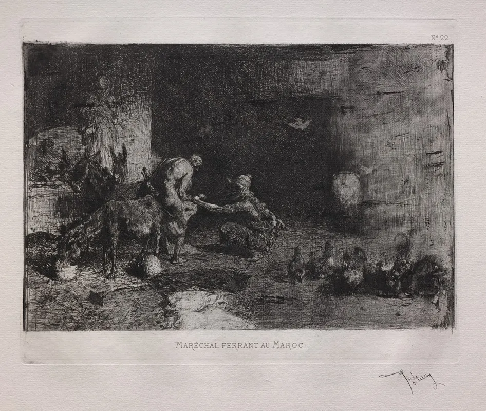Shoeing A Mule In Morocco Wall Art by Mariano Fortuny Marsal - High-Resolution Digital Print