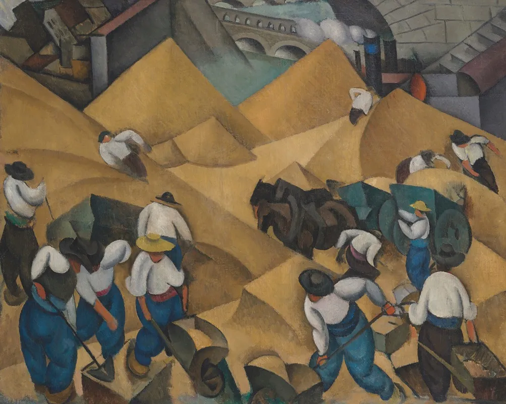 Shovelling Sand On The Seine Wall Art by Paul Kotlarevsky - High-Resolution Digital Print