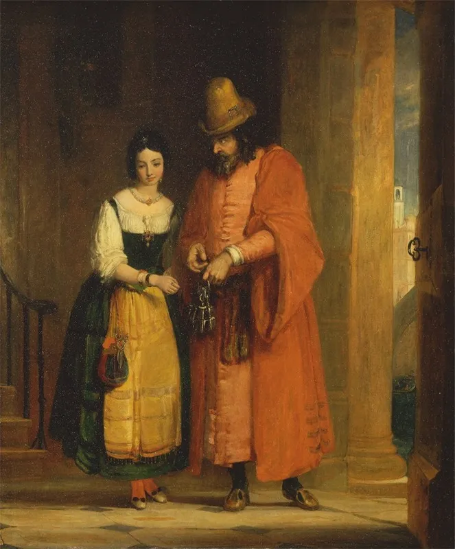 Shylock And Jessica From The Merchant Of Venice Ii Ii Wall Art by Gilbert Stuart Newton - High-Resolution Digital Print