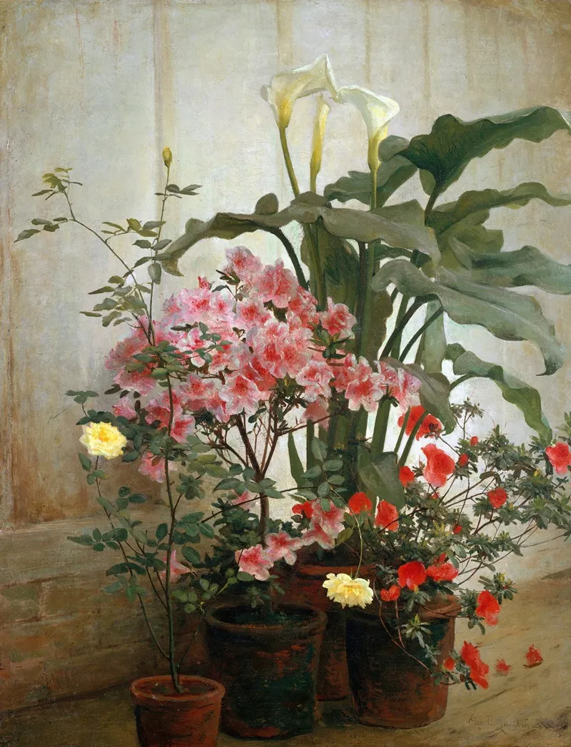 Side Of A Greenhouse Wall Art by George Cochran Lambdin - High-Resolution Digital Print