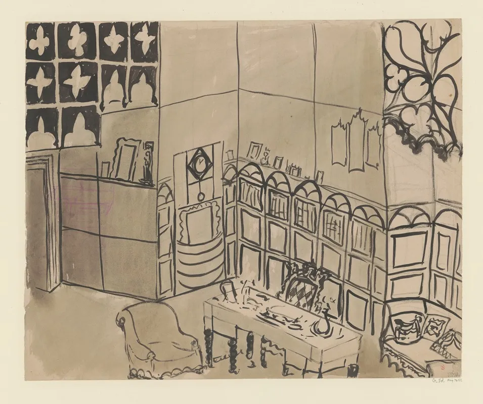 Siegfried Maquette De Decor Acte Ii Salle A Manger Salon Wall Art by Jean-Camille Cipra - High-Resolution Digital Print