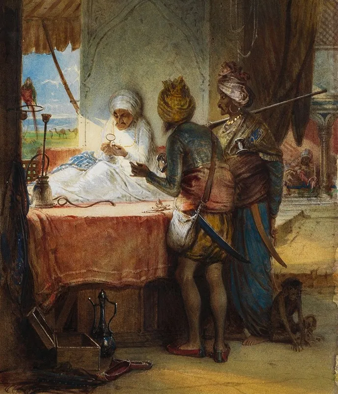 Sikh Soldiers Bargaining For A Diamond Wall Art by Egron Lundgren - High-Resolution Digital Print