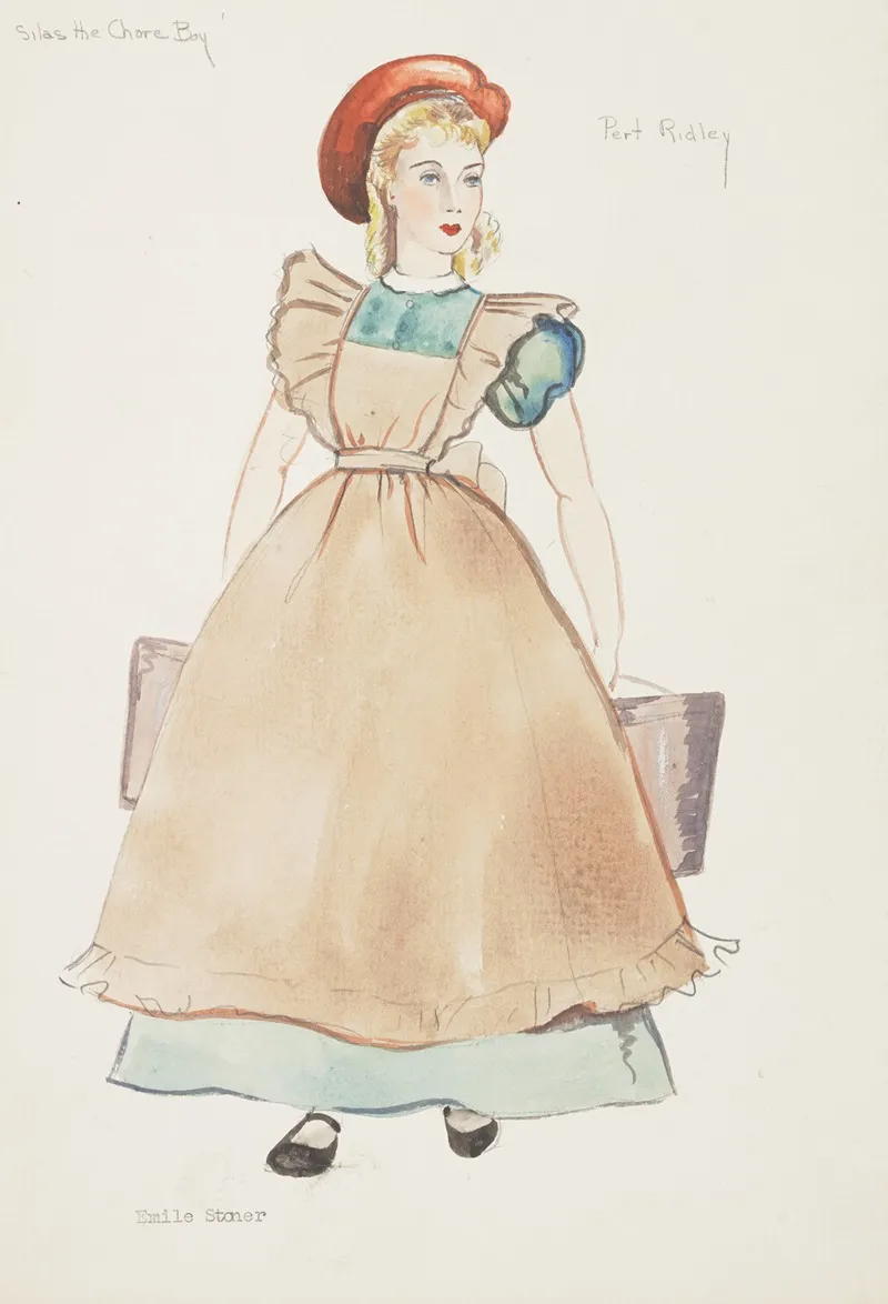 Silas The Chore Boy Pert Ridley Green Dress Brown Apron And Red Cap Wall Art by Emile Stoner - High-Resolution Digital Print