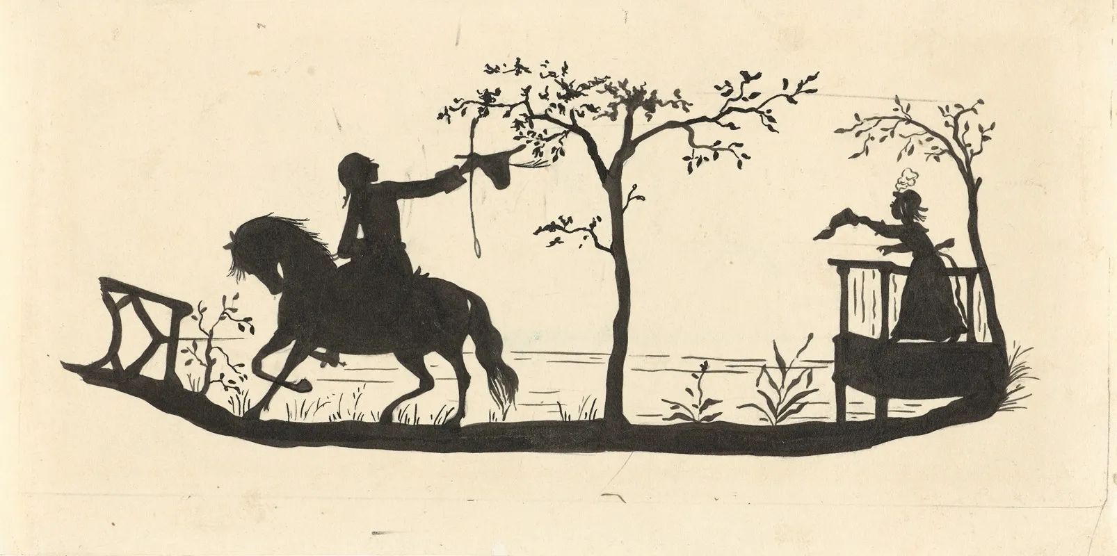 Silhouet Van De Man Die Het Huis Met Zijn Dochter Verlaat Wall Art by Nelly Bodenheim - High-Resolution Digital Print