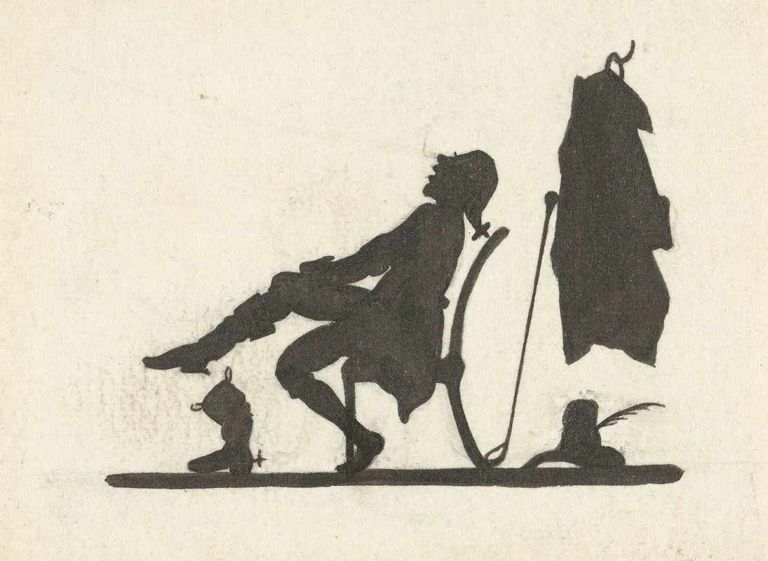 Silhouet Van De Man Die Zijn Laarzen Aantrekt Wall Art by Nelly Bodenheim - High-Resolution Digital Print