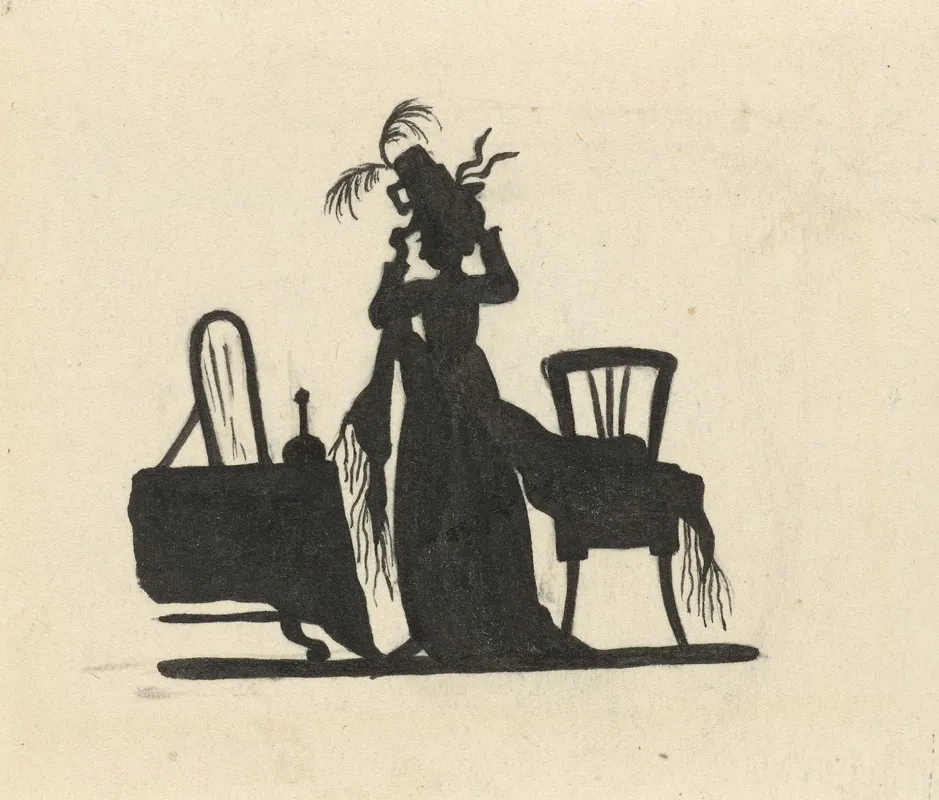 Silhouet Van De Vrouw Voor De Spiegel Wall Art by Nelly Bodenheim - High-Resolution Digital Print