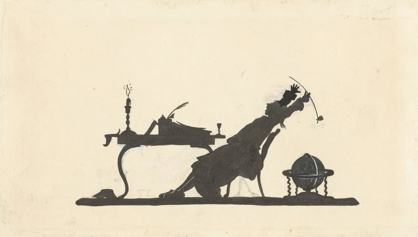Silhouet Van Een Man Achter Zijn Bureau Wall Art by Nelly Bodenheim - High-Resolution Digital Print