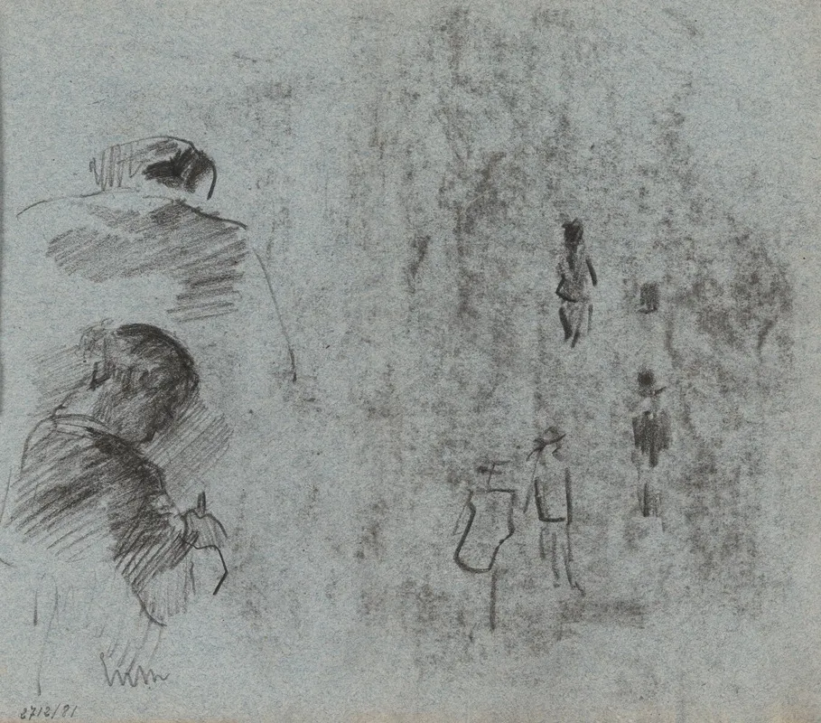 Silhouettes And Two Figures Seen From The Back