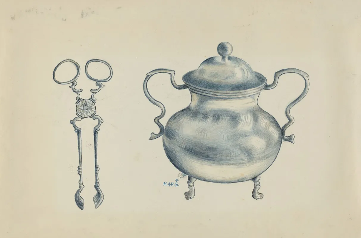Silver Sugar Bowl And Tongs