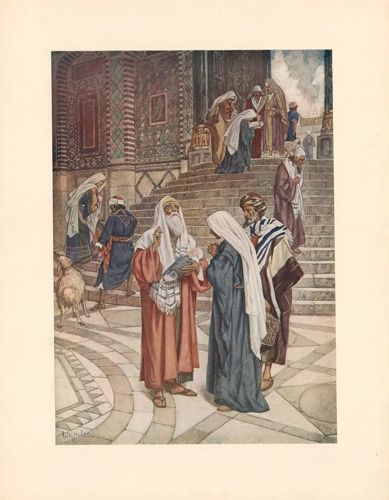 Simeon Takes The Child In His Arms And Blesses God Wall Art by William Hole - High-Resolution Digital Print