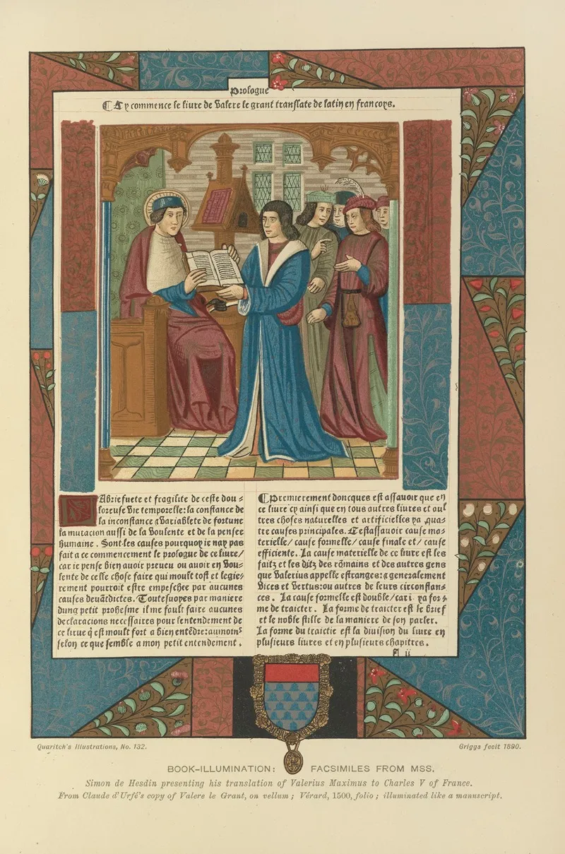 Simon De Hesdin Presenting His Translation Of Valerius Maximus To Charles V Of France Wall Art by Bernard Quaritch - High-Resolution Digital Print