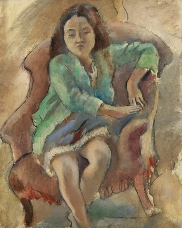 Simone Dalal Jeune Fille Dans Une Bergere Wall Art by Jules Pascin - High-Resolution Digital Print