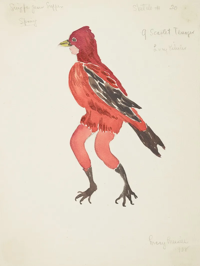 Sing For Your Supper Spring A Scarlet Tanager Wall Art by Mary Merrill - High-Resolution Digital Print