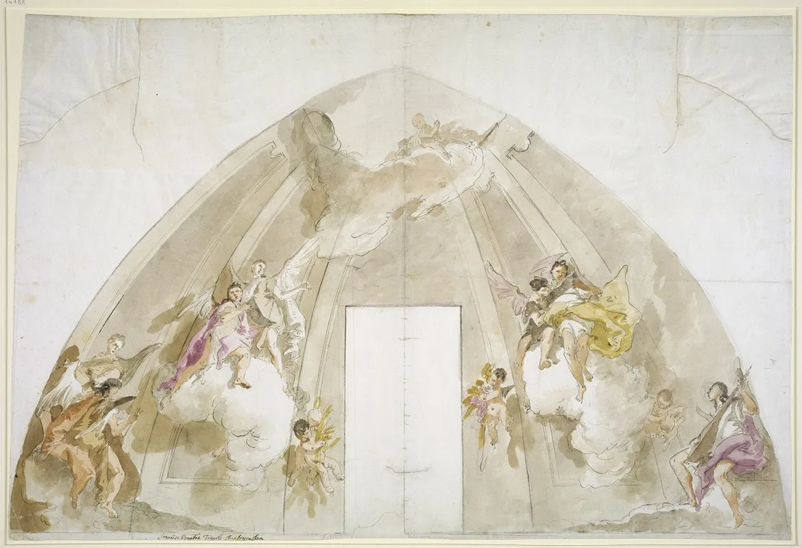 Singing And Music Making Angels Preparatory Drawing For The Ceiling Of Udine Cathedral Wall Art by Giovanni Battista Tiepolo - High-Resolution Digital Print