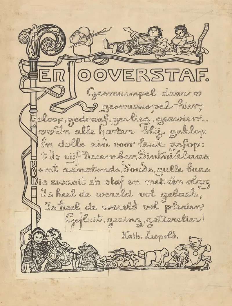 Sinterklaasgedicht Met Staf En Speelgoed Wall Art by Willem Pothast - High-Resolution Digital Print