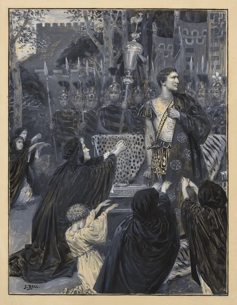 Sir Henry Irving As Coriolanus Act Iii Scene 4 Volumnia He Turns Away Down Ladies Let Us Shame Him With Our Knees Wall Art by Samuel Begg - High-Resolution Digital Print