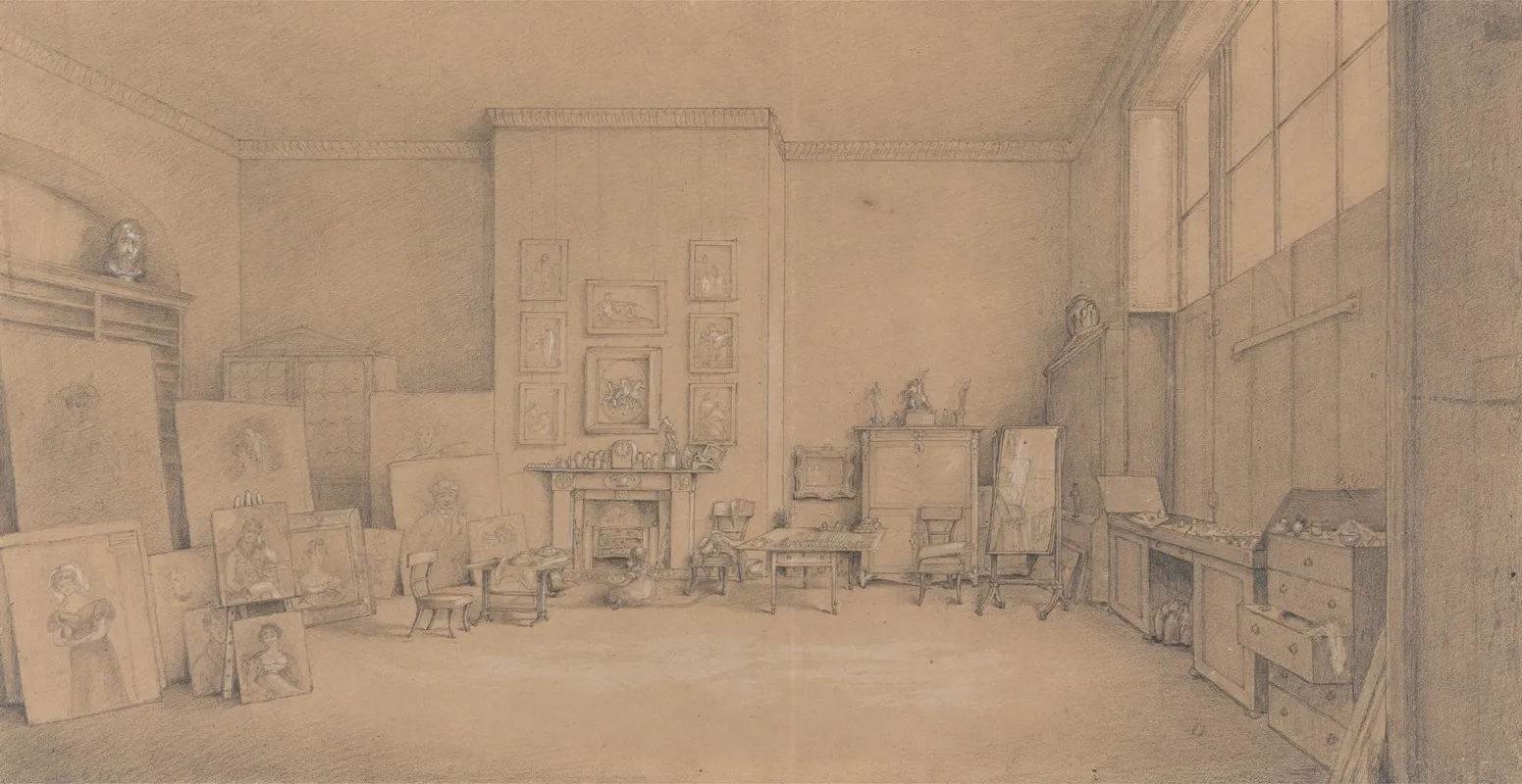 Sir Thomas Lawrences Painting Room In 1824 Wall Art by Emily Calmady - High-Resolution Digital Print