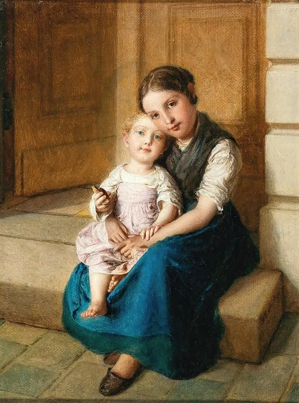Sisterly Love 2 Wall Art by Johann Baptist Reiter - High-Resolution Digital Print