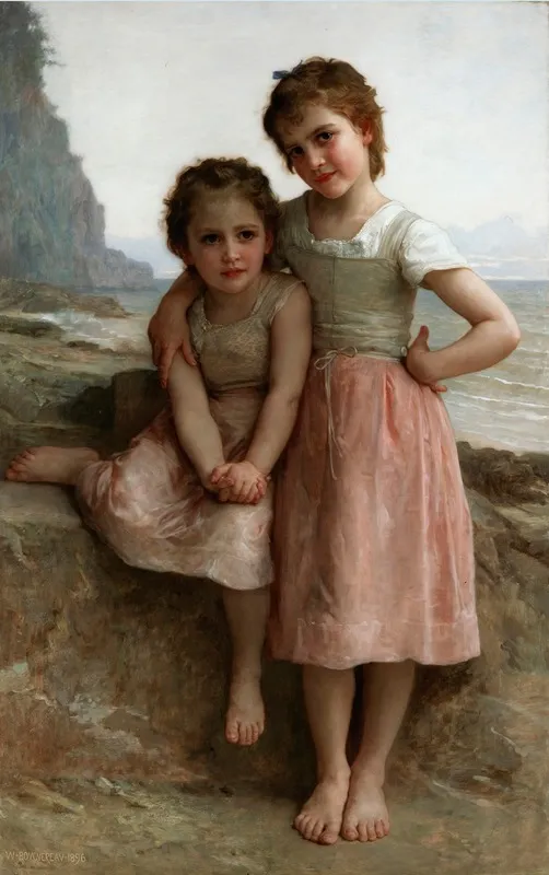 Sisters On The Shore Wall Art by William Bouguereau - High-Resolution Digital Print