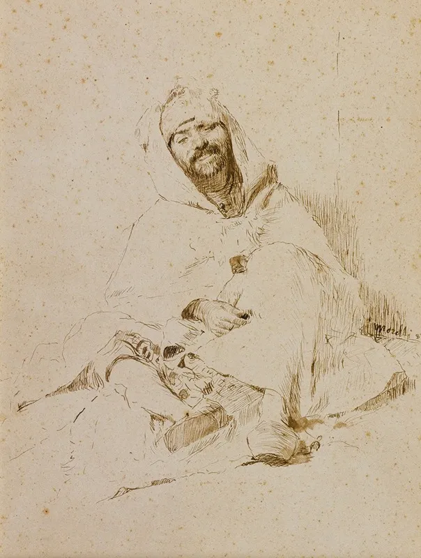 Sitting Arab Wall Art by Domenico Morelli - High-Resolution Digital Print