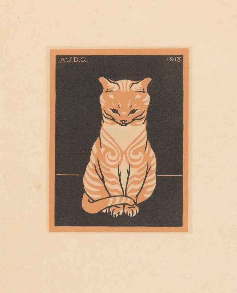 Sitting Cat 2 Wall Art by Julie de Graag - High-Resolution Digital Print