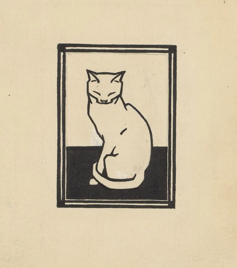 Sitting Cat With Closed Eyes Wall Art by Julie de Graag - High-Resolution Digital Print