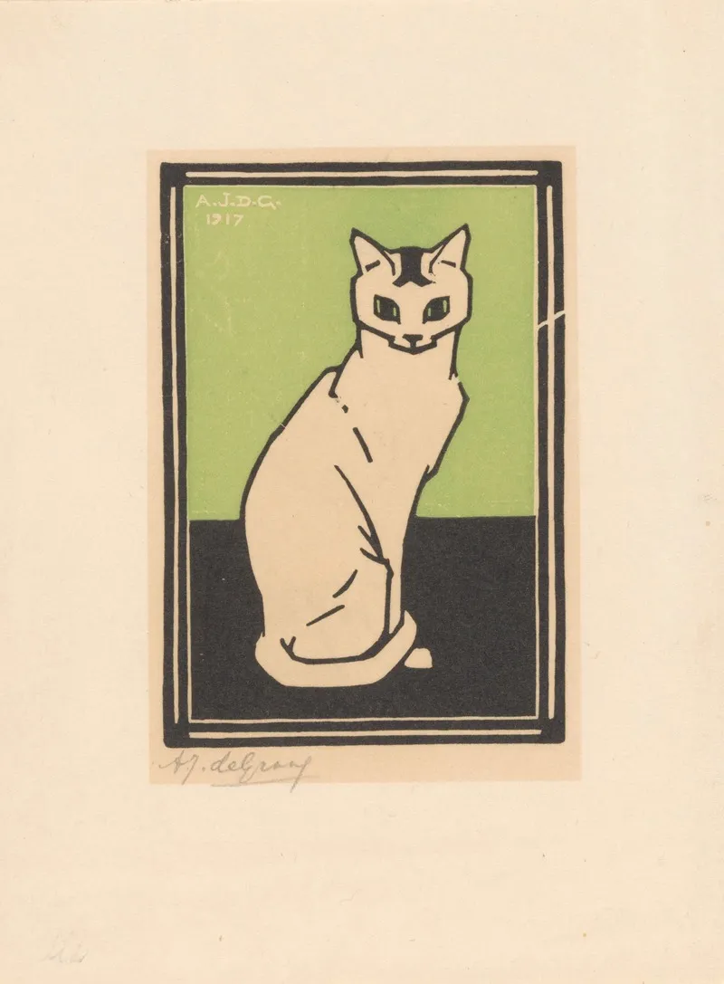 Sitting Cat Wall Art by Julie de Graag - High-Resolution Digital Print