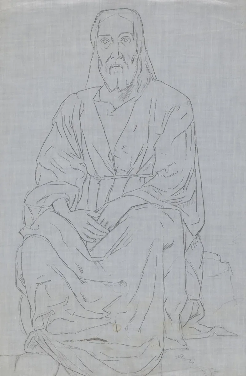 Sitting Christ Wall Art by Hans Thoma - High-Resolution Digital Print