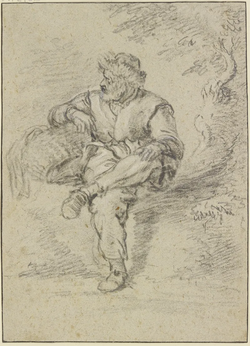 Sitting Fisherman With Basket