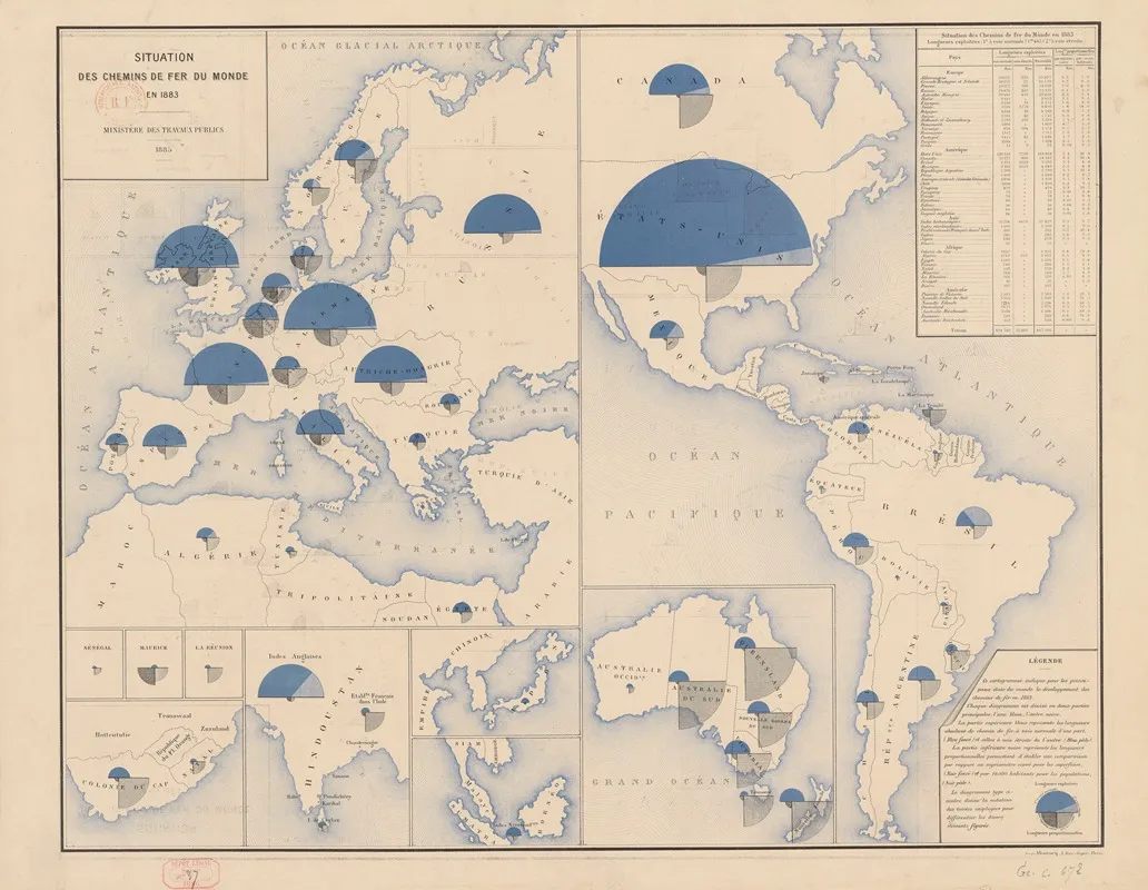 Situation Des Chemins De Fer Du Monde En 1883 Ministere Des Travaux Publics Wall Art by A. Simon - High-Resolution Digital Print