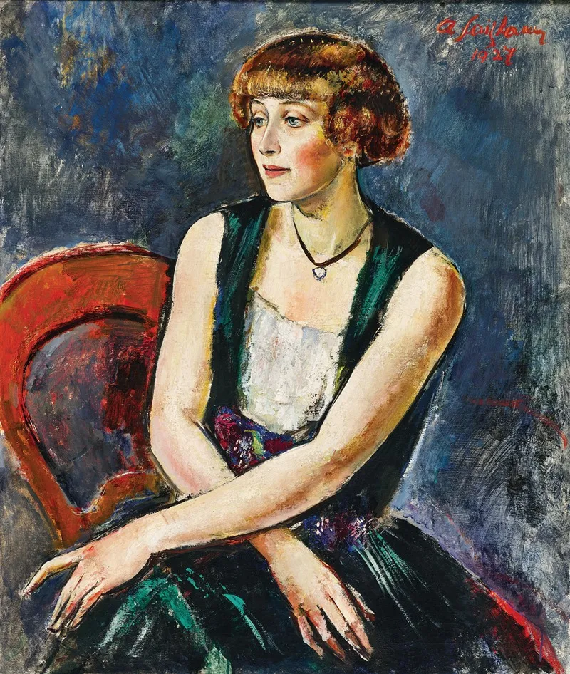 Sitzende Dame Mit Pagenkopf Lisl Scholler