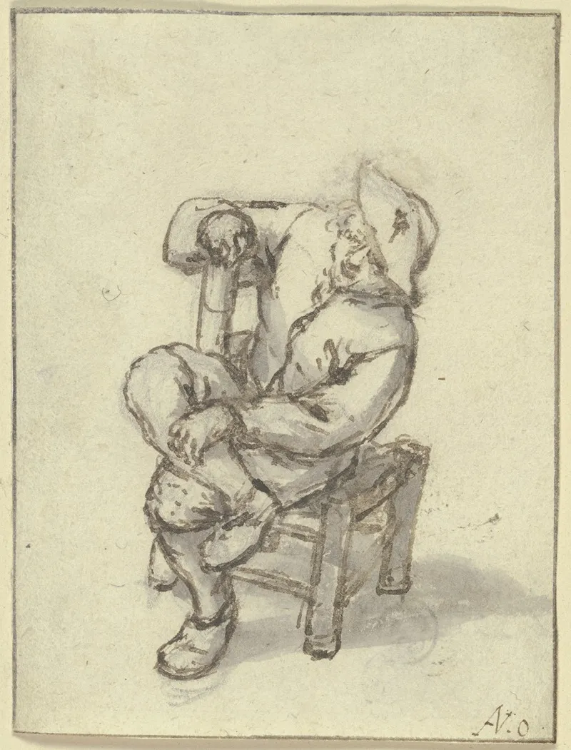 Sitzender Bauer Mit Ubergeschlagenen Beinen Wall Art by Adriaen van Ostade - High-Resolution Digital Print