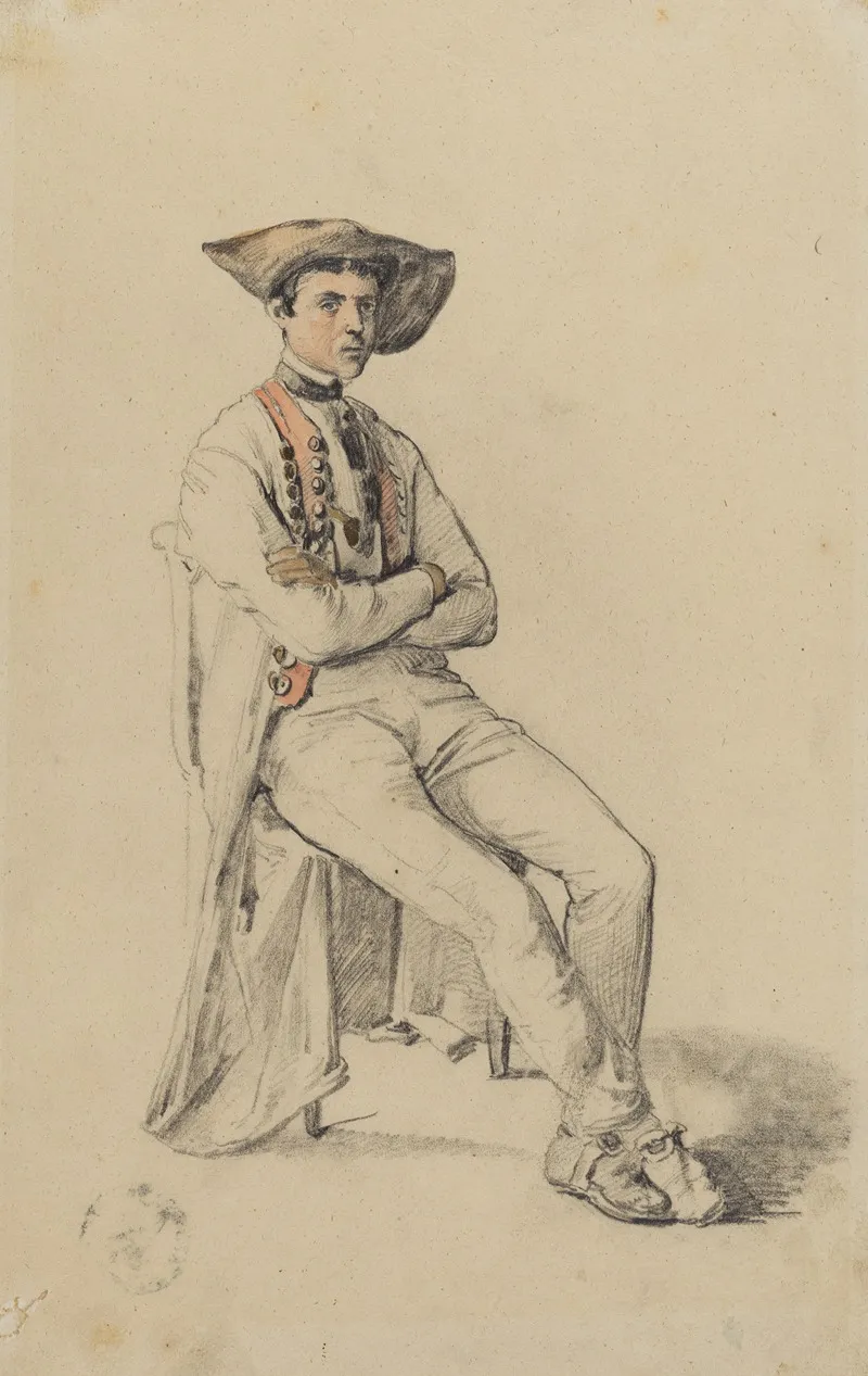 Sitzender Junger Mann In Hanauer Tracht