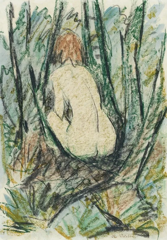 Sitzender Ruckenakt Im Wald Wall Art by Otto Mueller - High-Resolution Digital Print