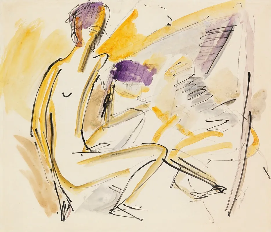 Sitzender Und Liegender Akt Am Strand Wall Art by Ernst Ludwig Kirchner - High-Resolution Digital Print
